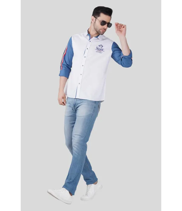 Mens_White_&_Blue_Regular_Fit_Shirt_with_Contrast_Stripe_Sleeves_|_Premium_Cotton_Blend_Shirt