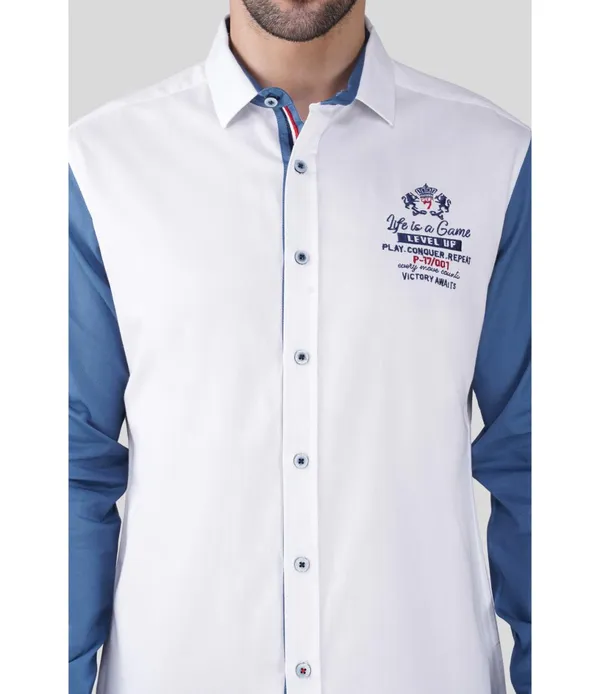 Mens_White_&_Blue_Regular_Fit_Shirt_with_Contrast_Stripe_Sleeves_|_Premium_Cotton_Blend_Shirt