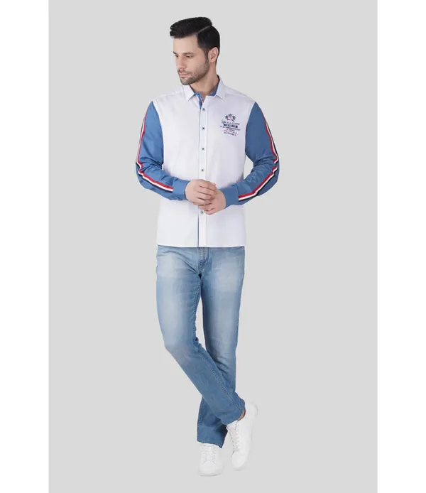 Mens_White_&_Blue_Regular_Fit_Shirt_with_Contrast_Stripe_Sleeves_|_Premium_Cotton_Blend_Shirt