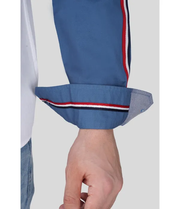 Mens_White_&_Blue_Regular_Fit_Shirt_with_Contrast_Stripe_Sleeves_|_Premium_Cotton_Blend_Shirt