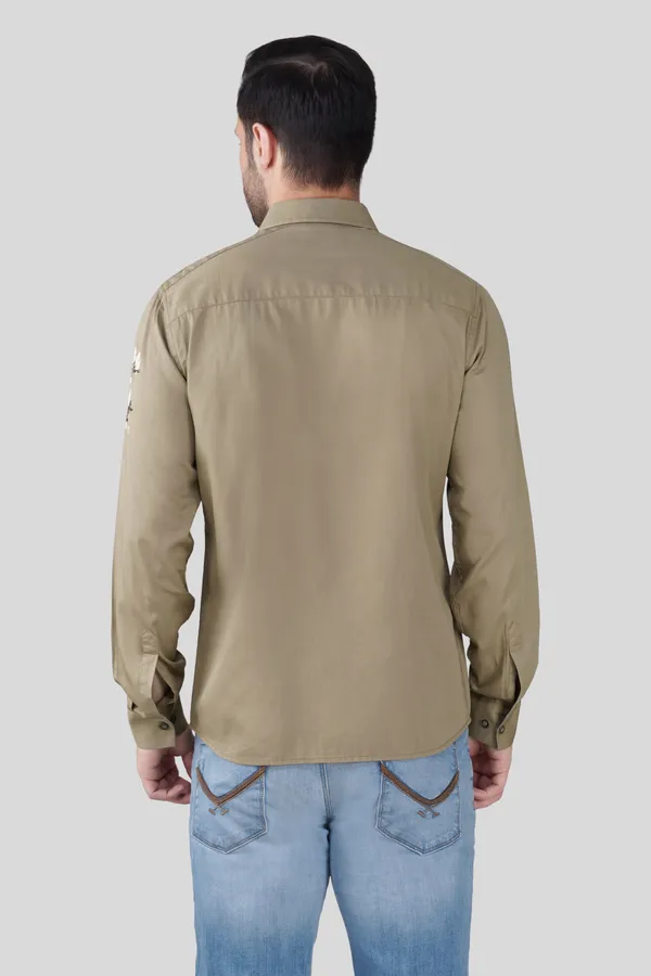Pier_Seven_Men_Khaki_Solid_Graphic_Print_with_embroidery_Regular_Fit_Casual_Cotton_Shirt