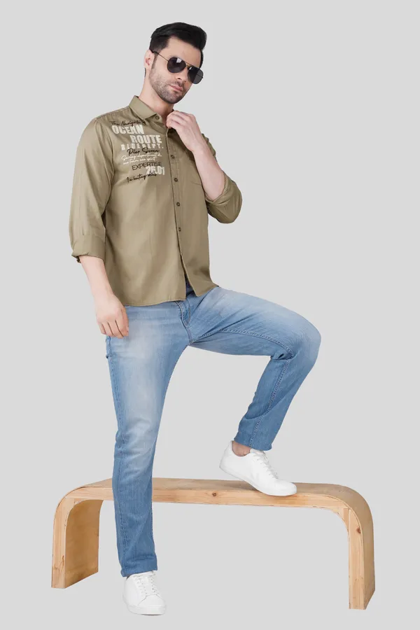 Pier_Seven_Men_Khaki_Solid_Graphic_Print_with_embroidery_Regular_Fit_Casual_Cotton_Shirt