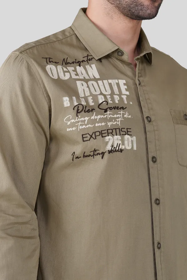 Pier_Seven_Men_Khaki_Solid_Graphic_Print_with_embroidery_Regular_Fit_Casual_Cotton_Shirt