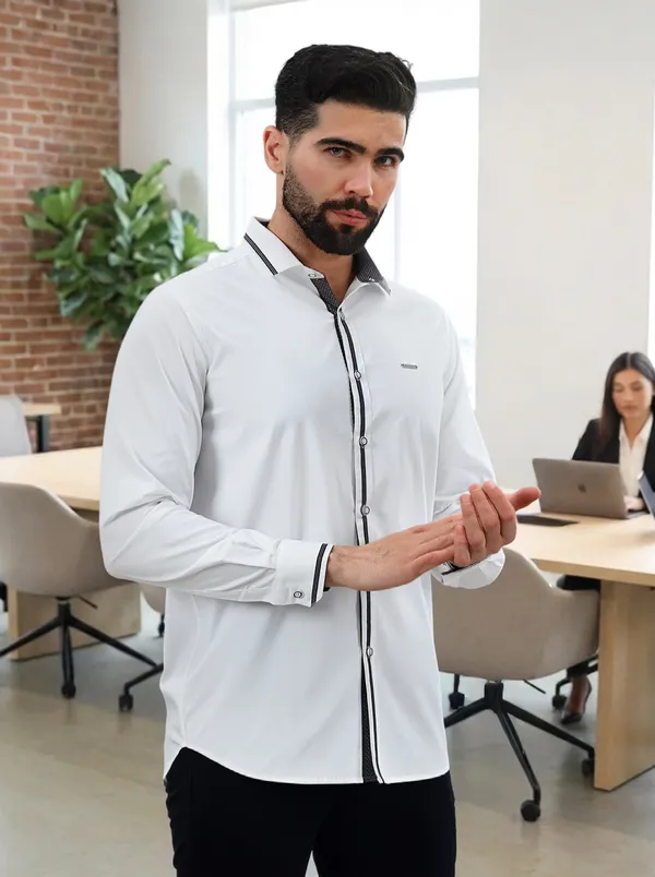 White_Cotton_Blend_Full_Sleeve_Shirt_For_Men