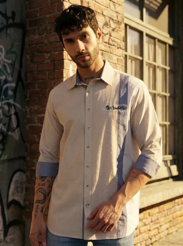Beige_Cotton_Blend_Printed_Shirt_For_Men