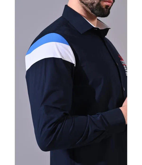 Navy__Cotton_Embroidered_Shirt_For_Men