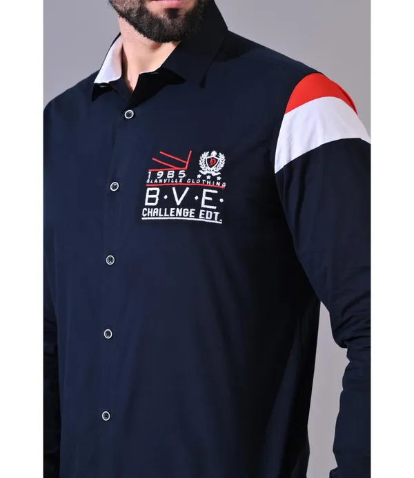 Navy__Cotton_Embroidered_Shirt_For_Men