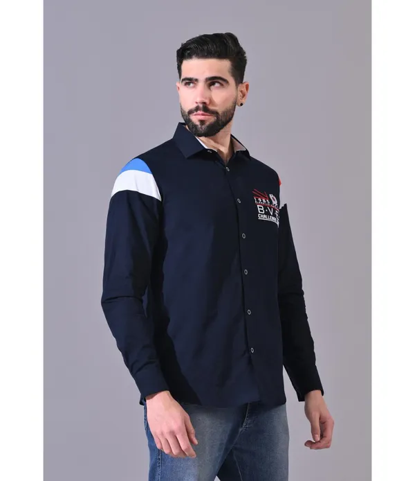 Navy__Cotton_Embroidered_Shirt_For_Men