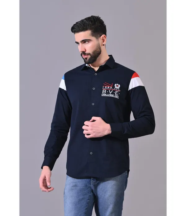 Navy__Cotton_Embroidered_Shirt_For_Men