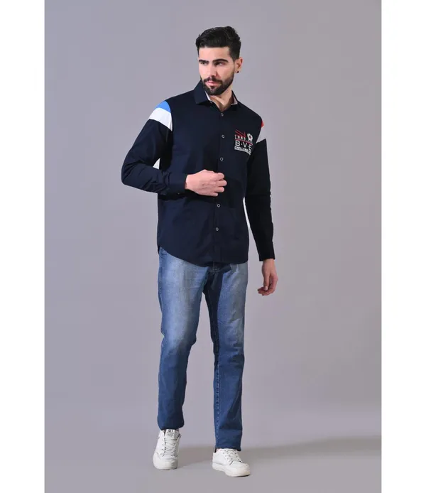 Navy__Cotton_Embroidered_Shirt_For_Men