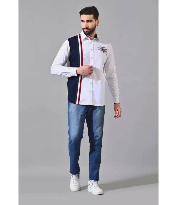 White__Cotton_Color_Block_Shirt_For_Men