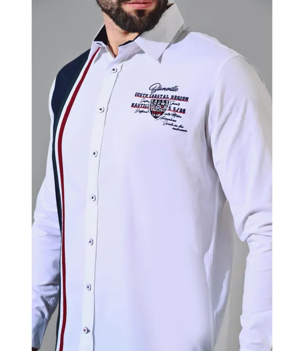 White__Cotton_Color_Block_Shirt_For_Men