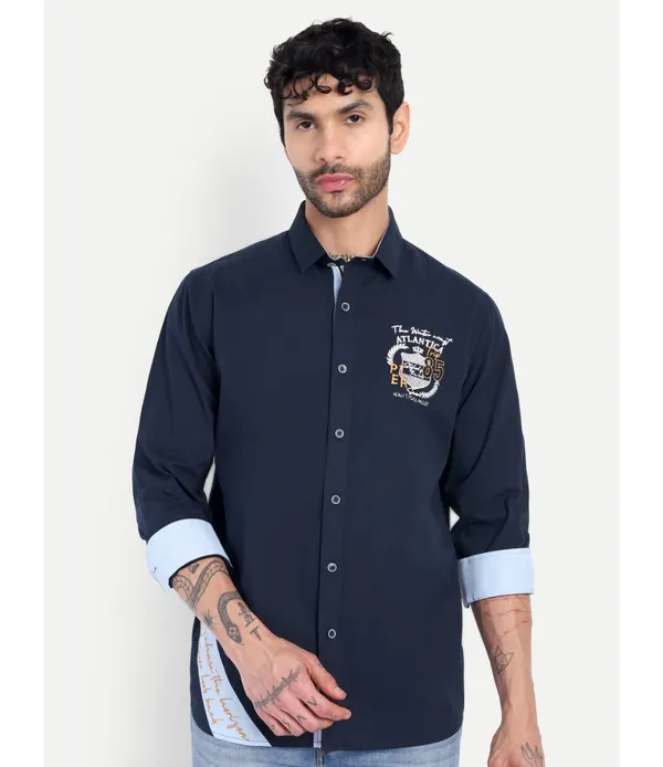 Blue_Cotton_Embroidered_Shirt_For_Men