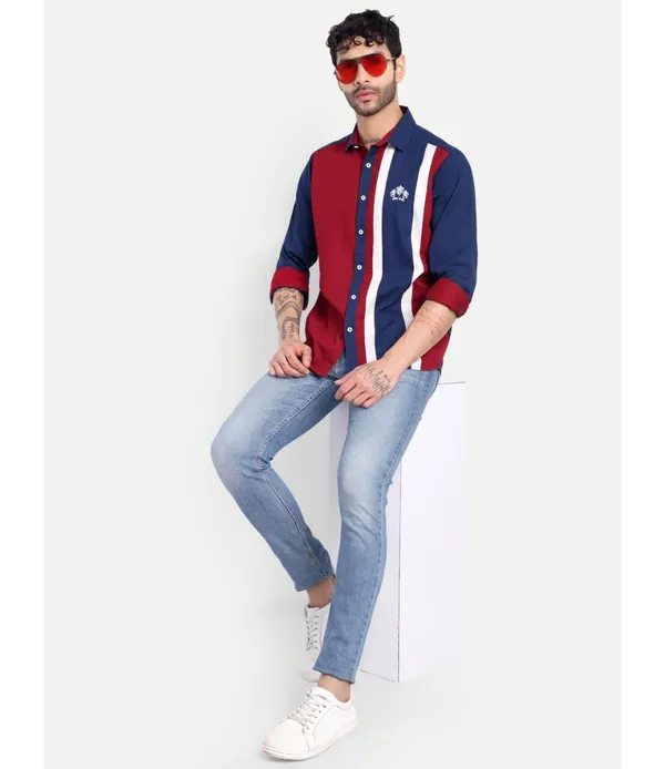 Blue__Cotton_Striped_Shirt_For_Men