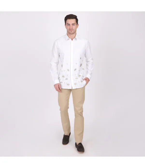 White__Cotton_Embroidered_Shirt_For_Men