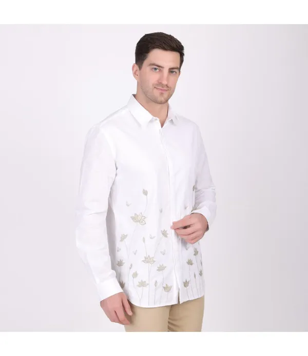 White__Cotton_Embroidered_Shirt_For_Men