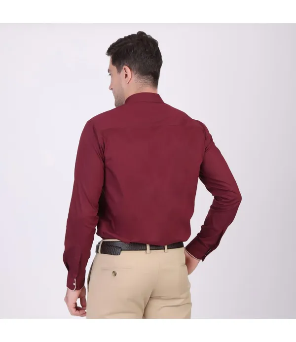 Maroon__Polycotton_Embroidered_Shirt_For_Men