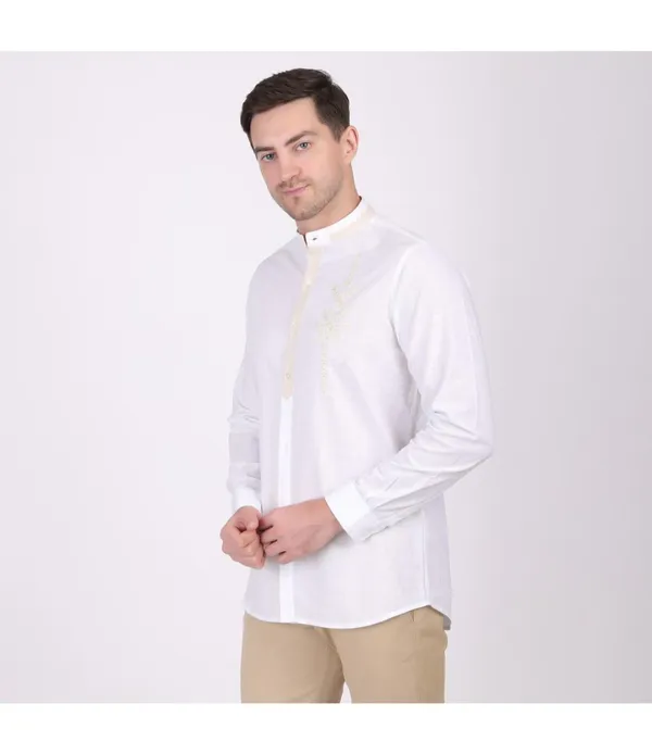 White_Cotton_Embroidered_Shirt_For_Men