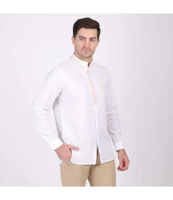 White_Cotton_Embroidered_Shirt_For_Men
