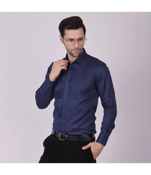 Navy__Cotton_Blend_Self_Design_Shirt_For_Men