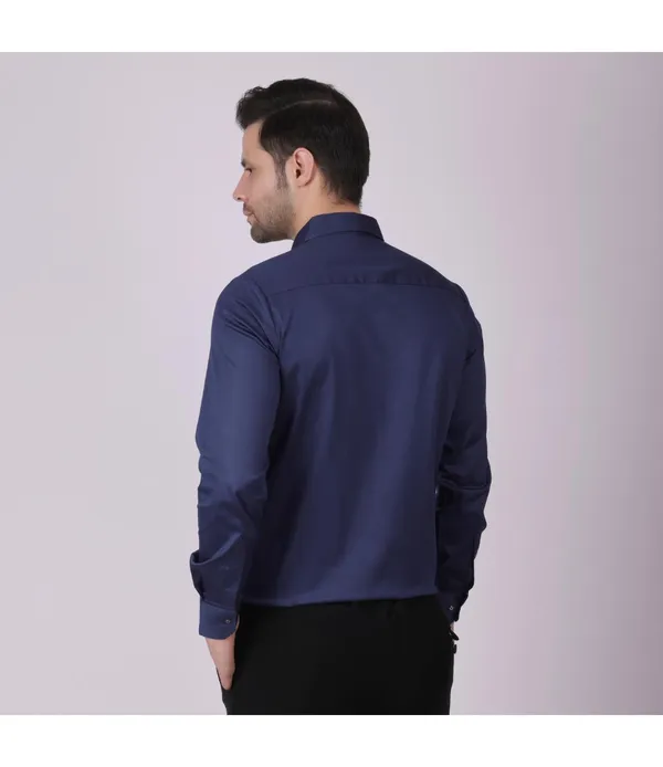 Navy__Cotton_Blend_Self_Design_Shirt_For_Men