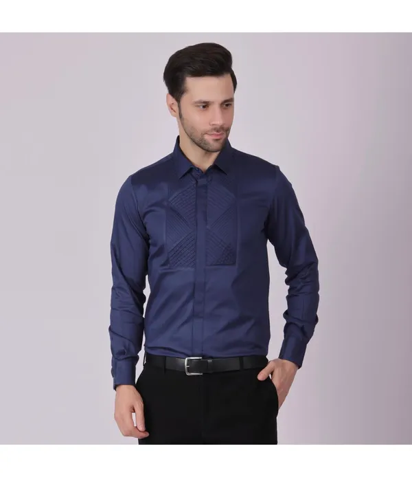 Navy__Cotton_Blend_Self_Design_Shirt_For_Men