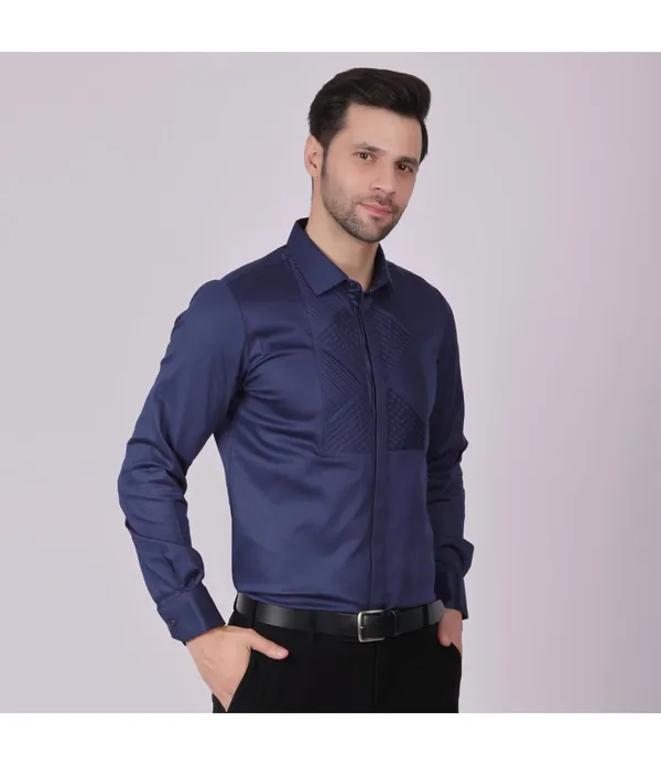 Navy__Cotton_Blend_Self_Design_Shirt_For_Men