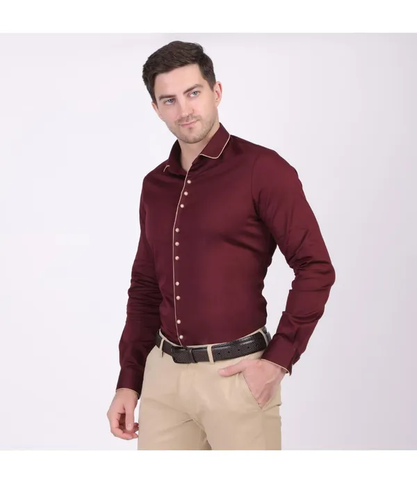 Maroon__Cotton_Blend_Solid_Shirt_For_Men