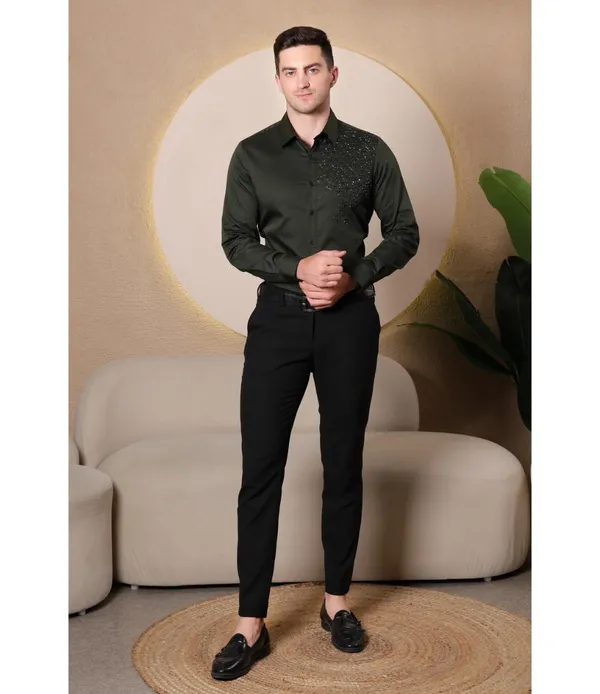 Green_Cotton_Blend_Full_Sleeve_Shirt_For_Men
