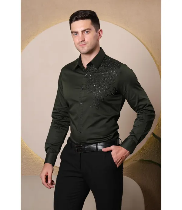 Green_Cotton_Blend_Full_Sleeve_Shirt_For_Men