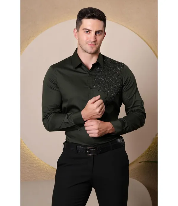 Green_Cotton_Blend_Full_Sleeve_Shirt_For_Men