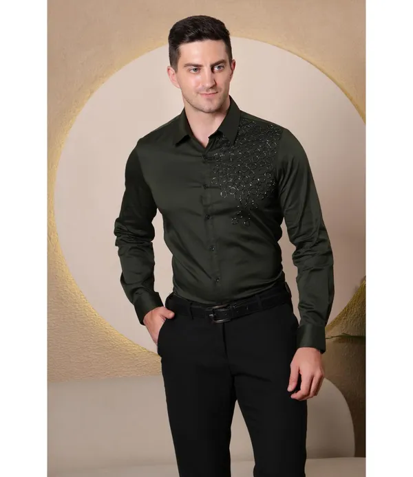 Green_Cotton_Blend_Full_Sleeve_Shirt_For_Men
