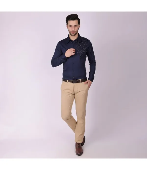 Blue_Cotton_Blend_Full_Sleeve_Shirt_For_Men