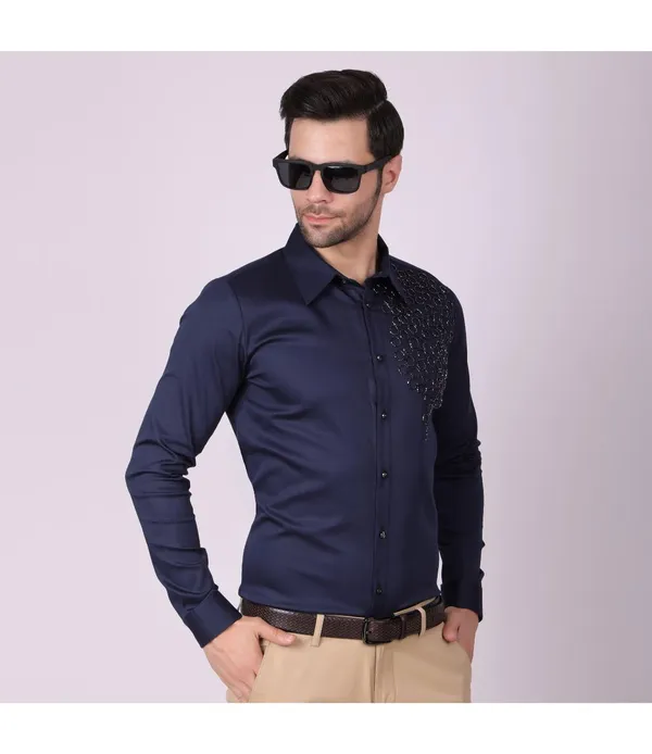 Blue_Cotton_Blend_Full_Sleeve_Shirt_For_Men