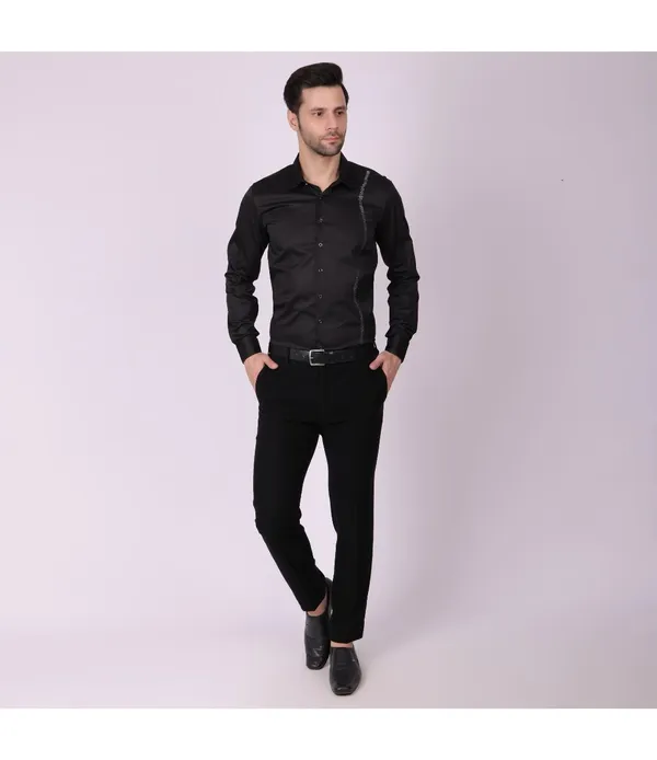 Black_Cotton_Blend_Full_Sleeve_Shirt_For_Men