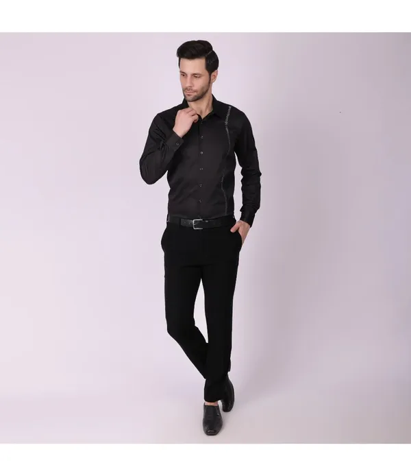 Black_Cotton_Blend_Full_Sleeve_Shirt_For_Men