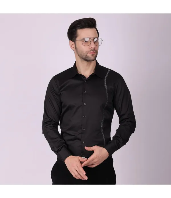 Black_Cotton_Blend_Full_Sleeve_Shirt_For_Men