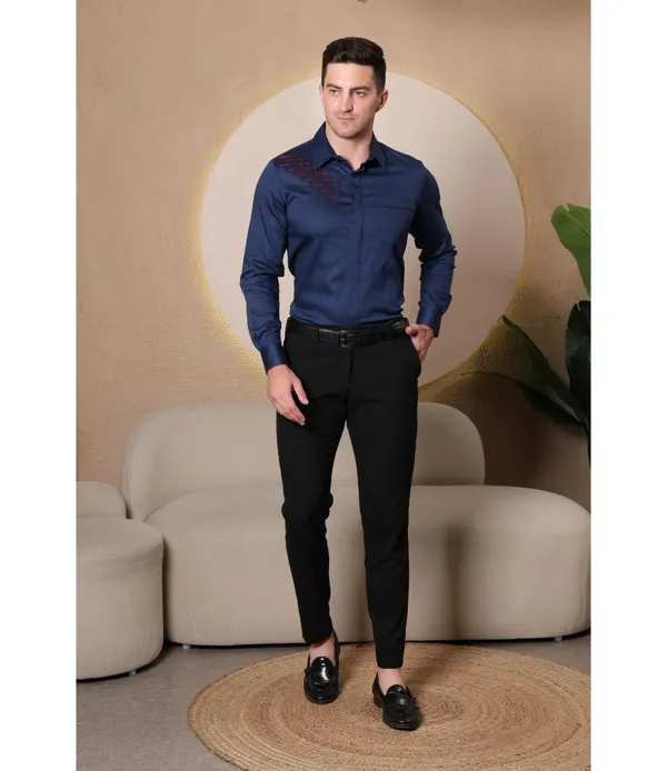 Blue_Polycotton_Full_Sleeve_Shirt_For_Men