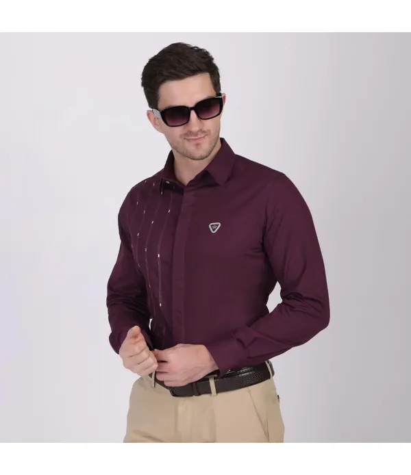 Maroon__Cotton_Self_Design_Shirt_For_Men