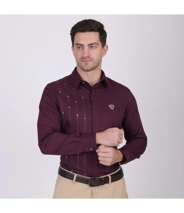 Maroon__Cotton_Self_Design_Shirt_For_Men