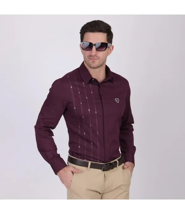 Maroon__Cotton_Self_Design_Shirt_For_Men