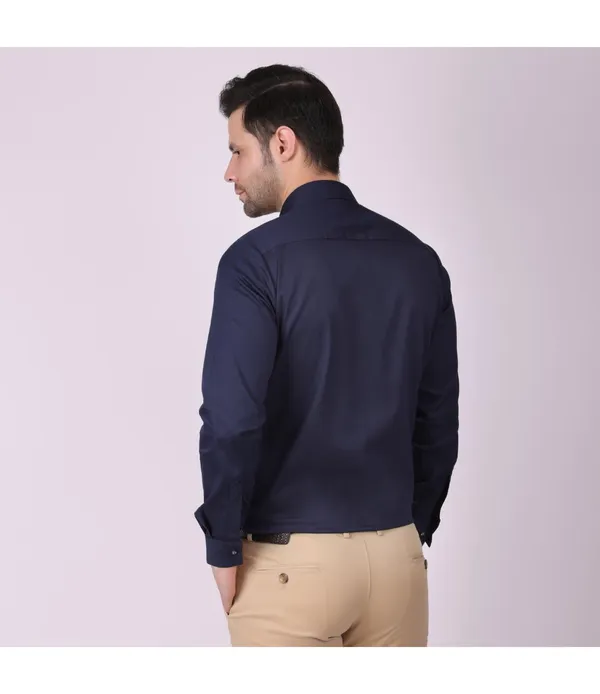 Navy__Cotton_Self_Design_Shirt_For_Men