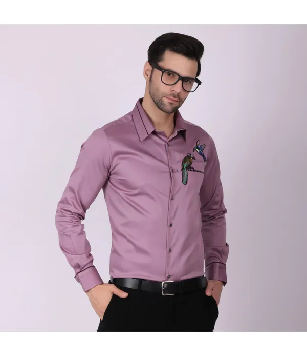 Purple_Cotton_Blend_Patch_Work_Shirt_For_Men