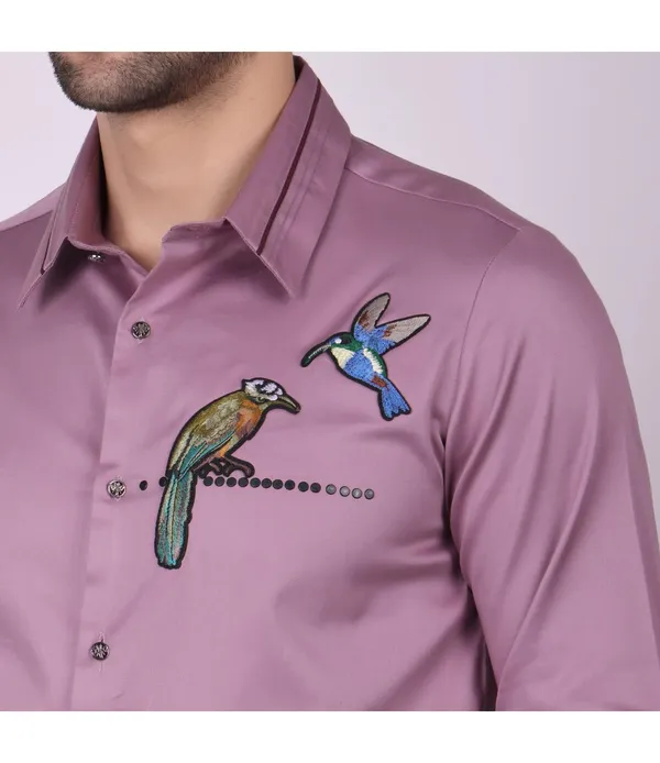 Purple_Cotton_Blend_Patch_Work_Shirt_For_Men