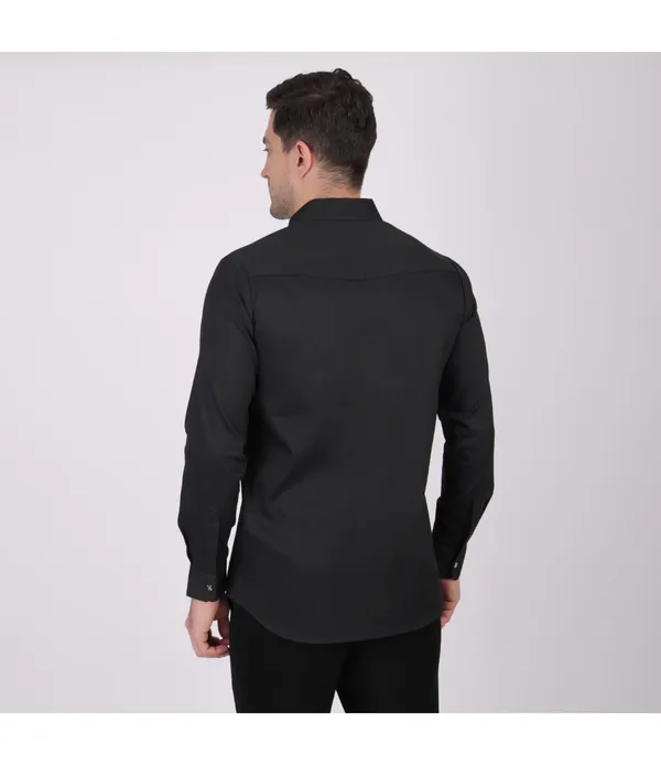 Black__Cotton_Patch_Work_Shirt_For_Men