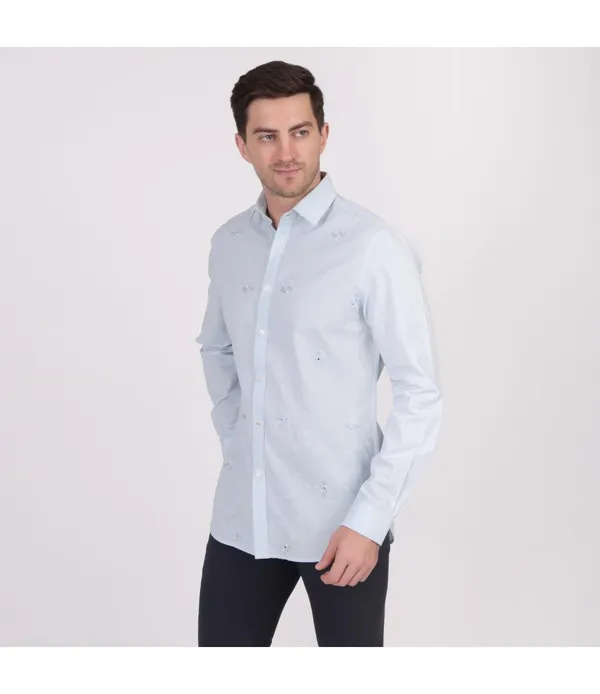 Light_Blue__Cotton_Self_Design_Shirt_For_Men