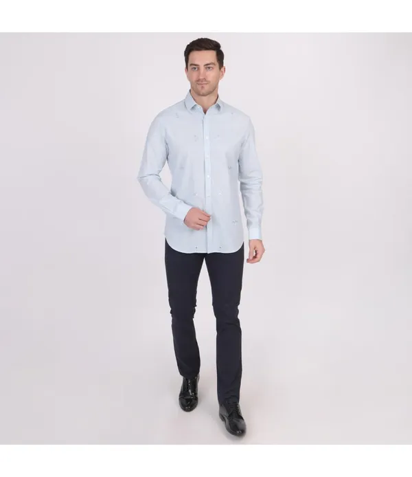 Light_Blue__Cotton_Self_Design_Shirt_For_Men