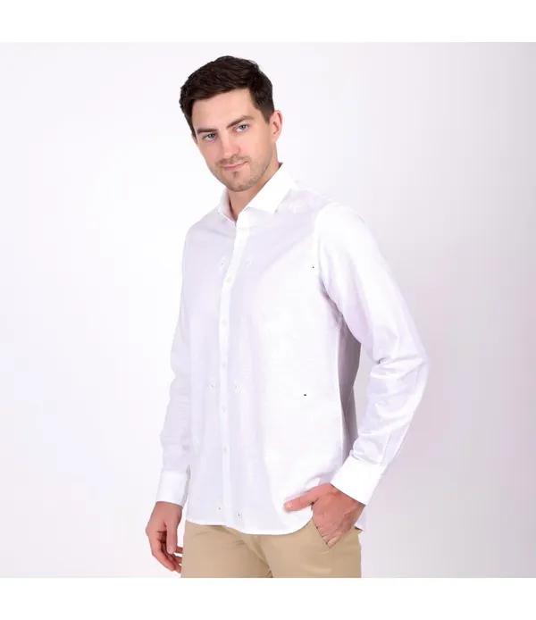 White__Cotton_Self_Design_Shirt_For_Men