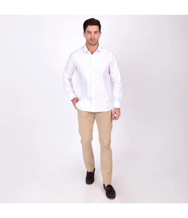 White__Cotton_Self_Design_Shirt_For_Men
