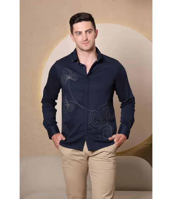 Blue_Polycotton_Full_Sleeve_Shirt_For_Men